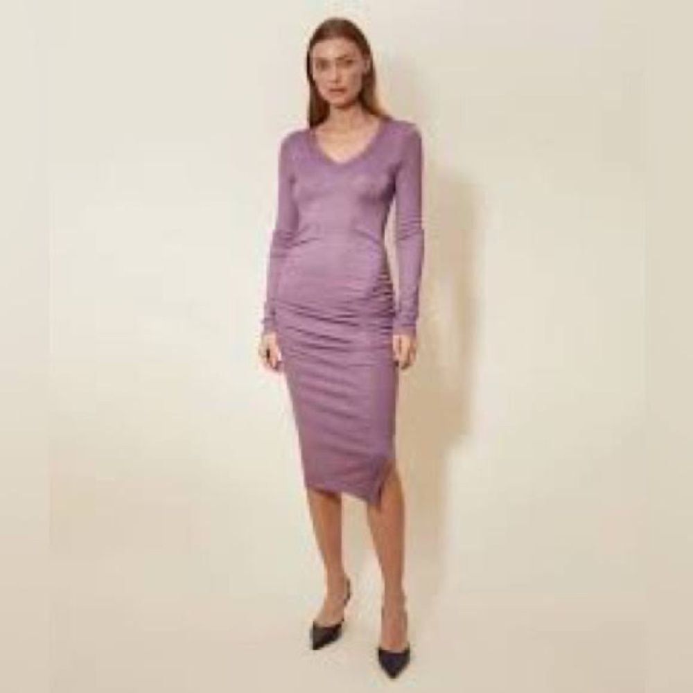 Michael Stars Women's NWT Nova Matted Shine Aster Ruched Mini Dress Sz S